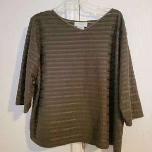 Sag Harbor Olive Textured Women's Blouse